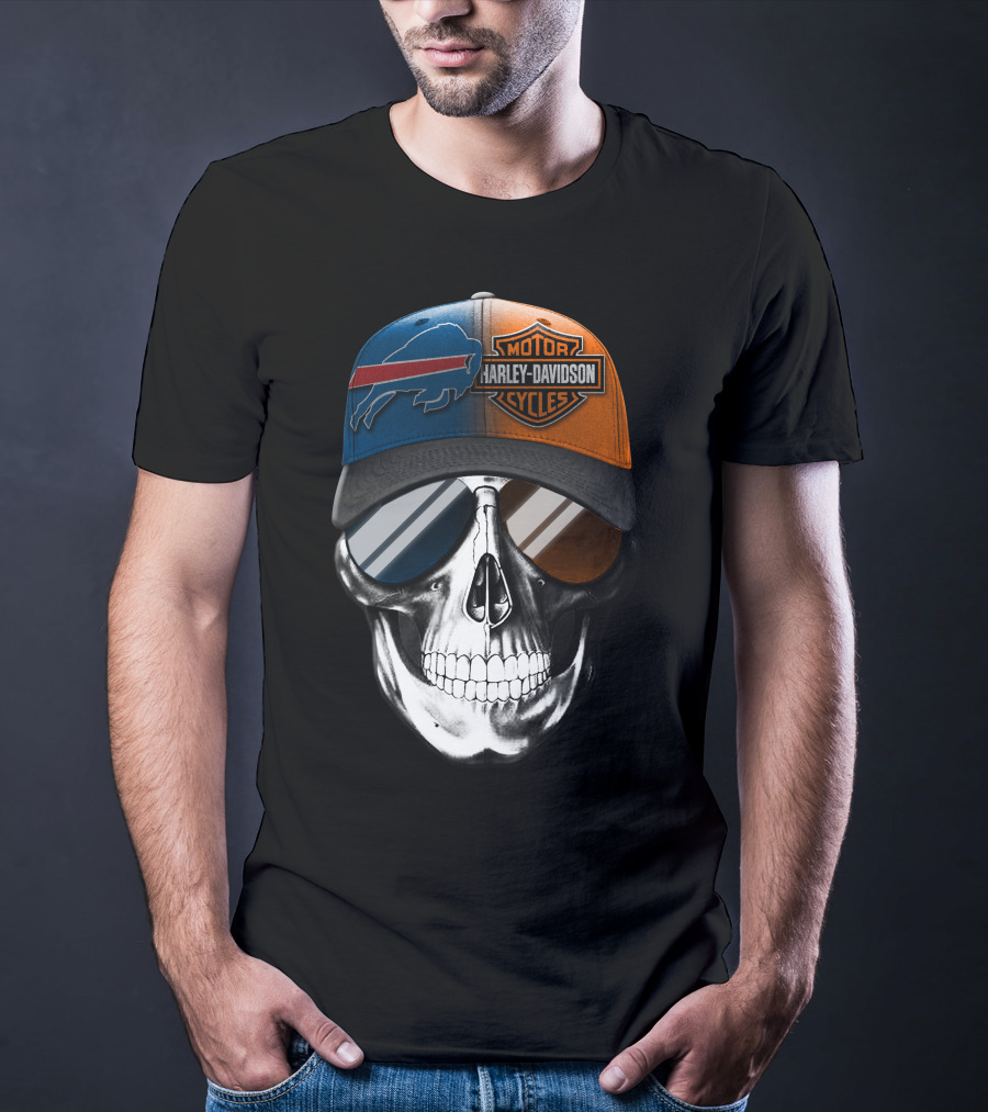Buffalo Bills Harley Davidson Skull Cap T-Shirt