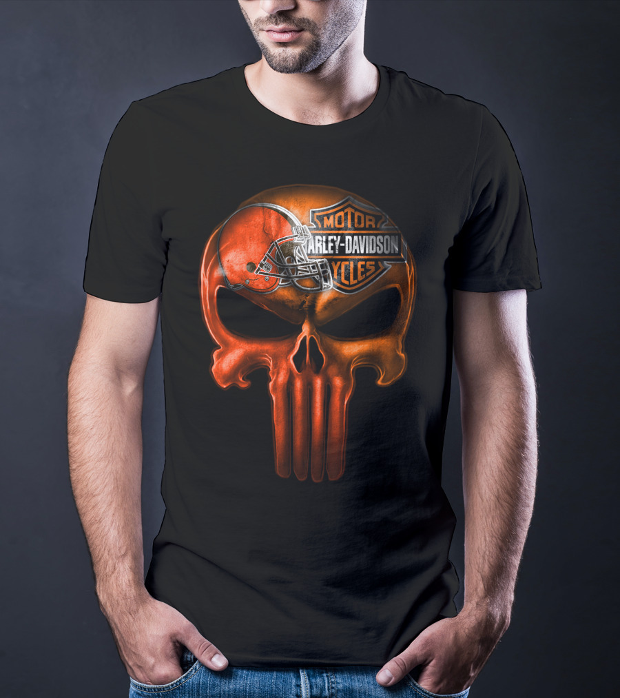 Harley Davidson Skull With Football Helmet T-Shirt