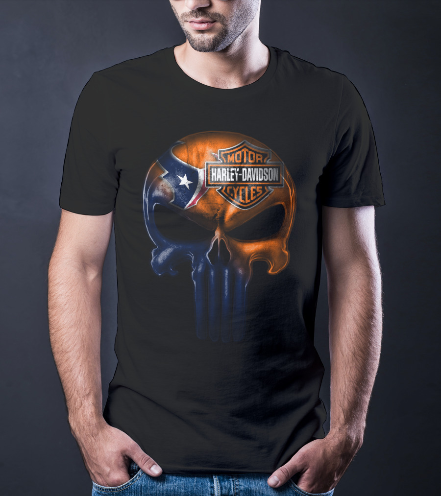 Houston Texans Harley Davidson Skull T-Shirt