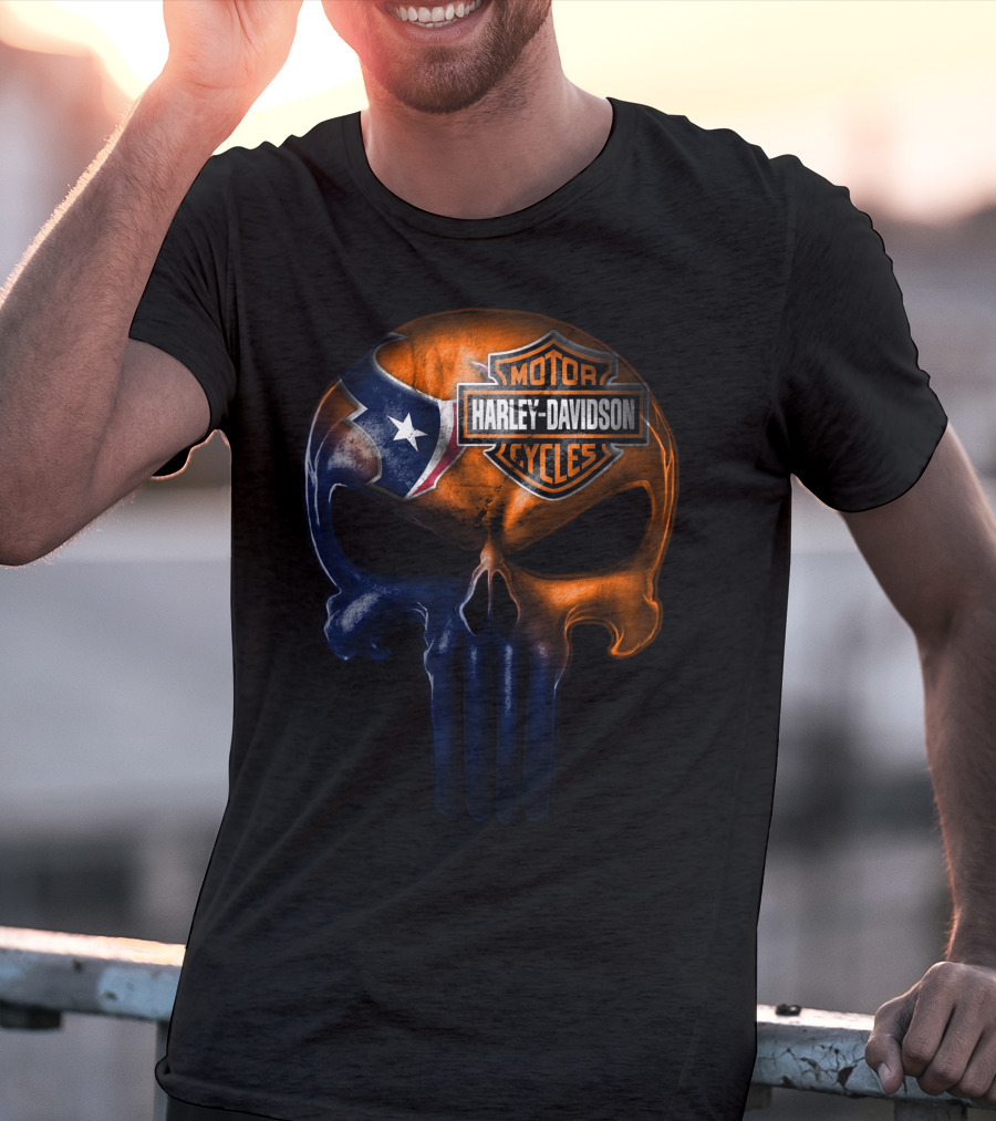 Houston Texans Harley Davidson Skull T-Shirt