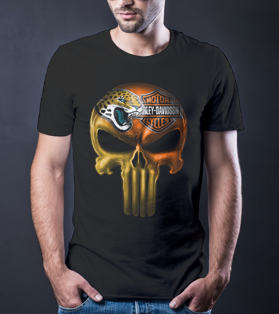Jacksonville Jaguars Harley Davidson Skull T-Shirt