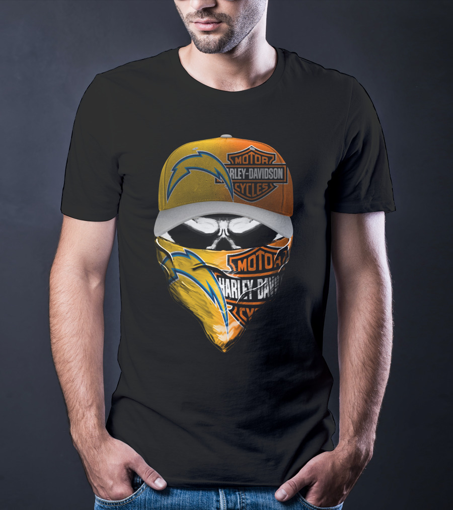 Motor Harley Davidson Los Angeles Chargers Skull T-Shirt