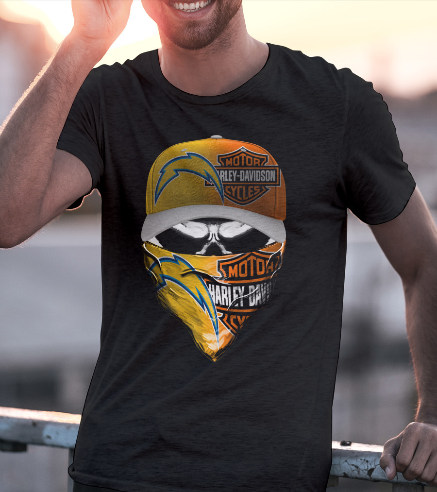 Motor Harley Davidson Los Angeles Chargers Skull T-Shirt