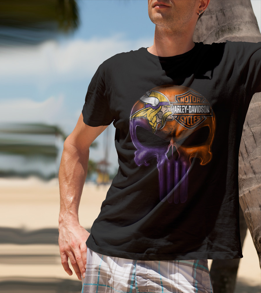 Vikings Skull Harley Davidson Punisher Crossover 20Hl T-Shirt