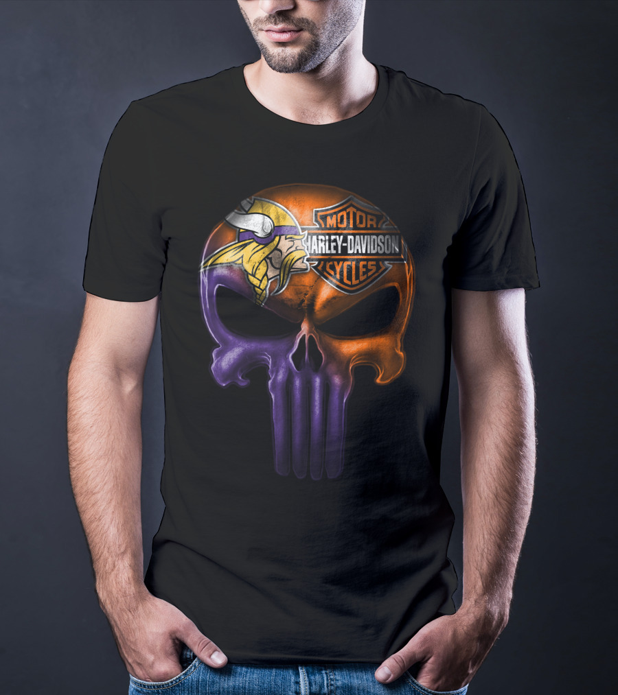 Vikings Skull Harley Davidson Punisher Crossover 20Hl T-Shirt