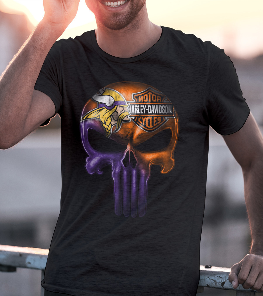 Vikings Skull Harley Davidson Punisher Crossover 20Hl T-Shirt