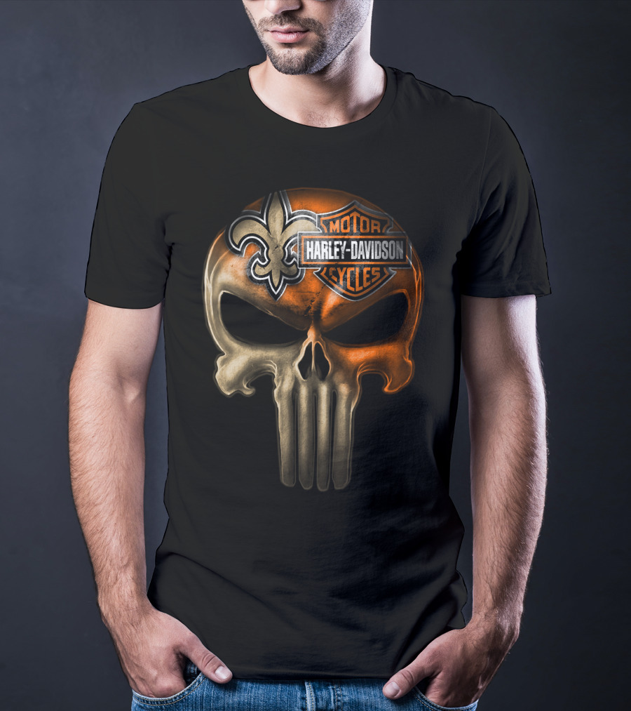 Harley Davidson Motorcycles Skull With Fleur-De-Lis T-Shirt