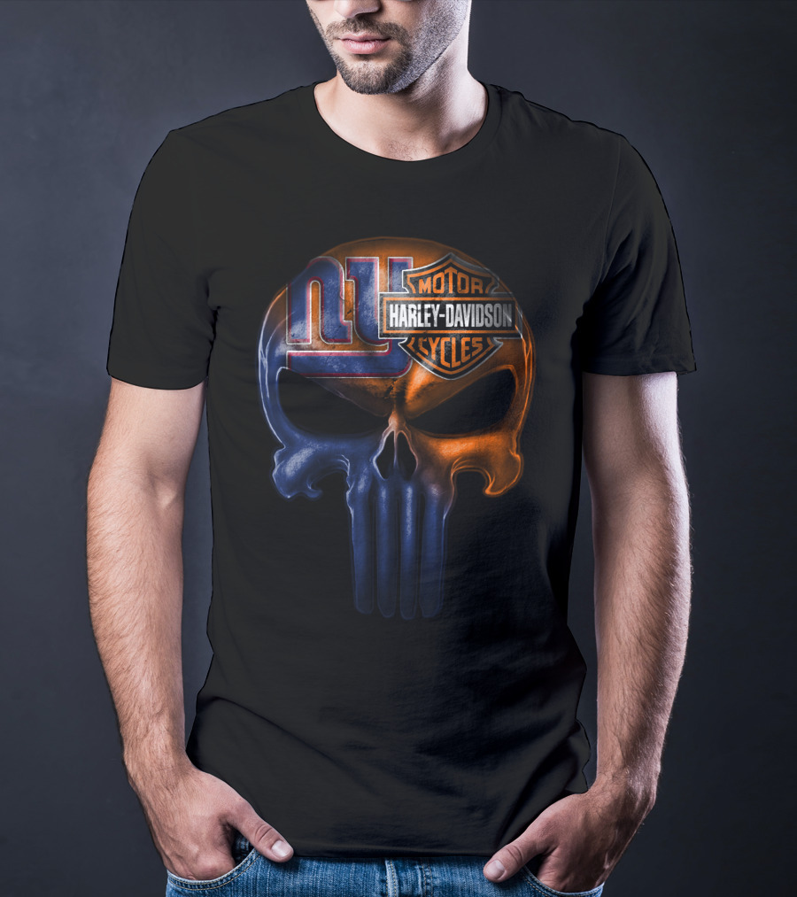 Ny Giants Harley Davidson Punisher Skull 23Hl T-Shirt