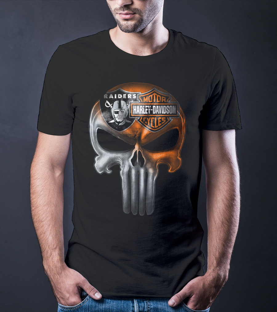 Raiders Harley Davidson Punisher Skull T-Shirt