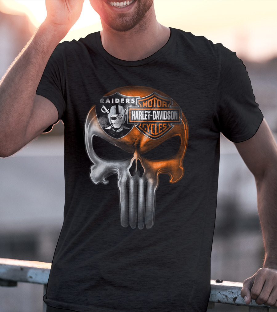 Raiders Harley Davidson Punisher Skull T-Shirt