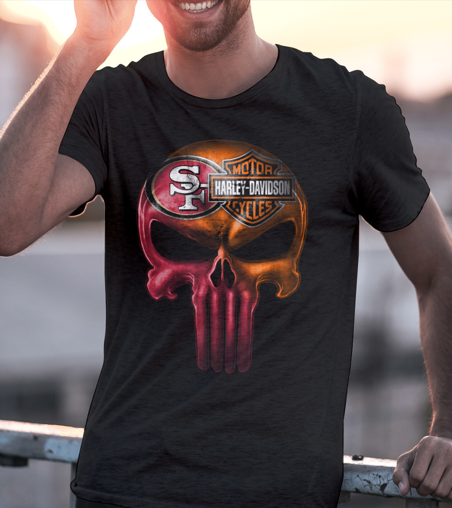 San Francisco 49ers Harley Davidson Punisher Skull T-Shirt