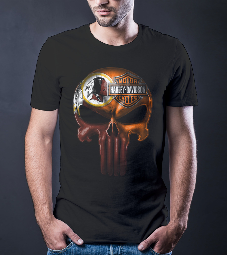 Harley Davidson Washington Football Crossover Skull T-Shirt