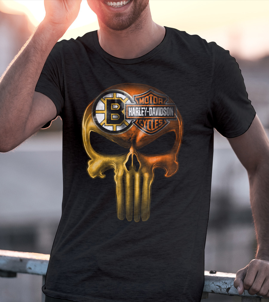 Boston Bruins Harley Davidson Skull 05Ahl T-Shirt