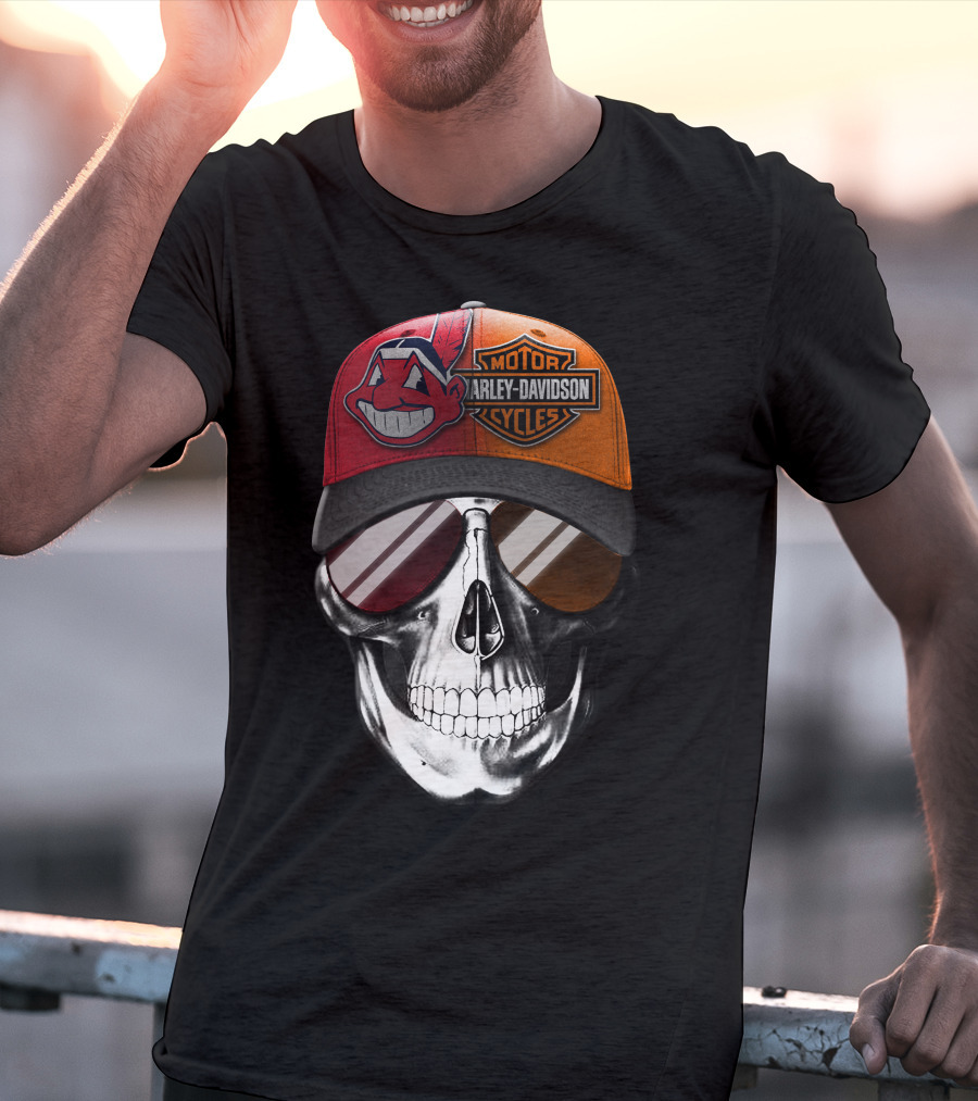 Cleveland Indians Harley Davidson Skull 11Ahl T-Shirt