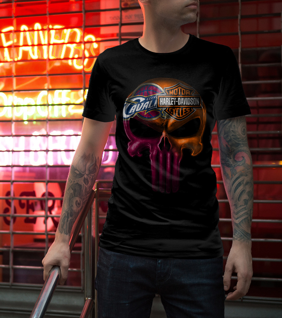 Cleveland Cavaliers Harley Davidson Skull T-Shirt