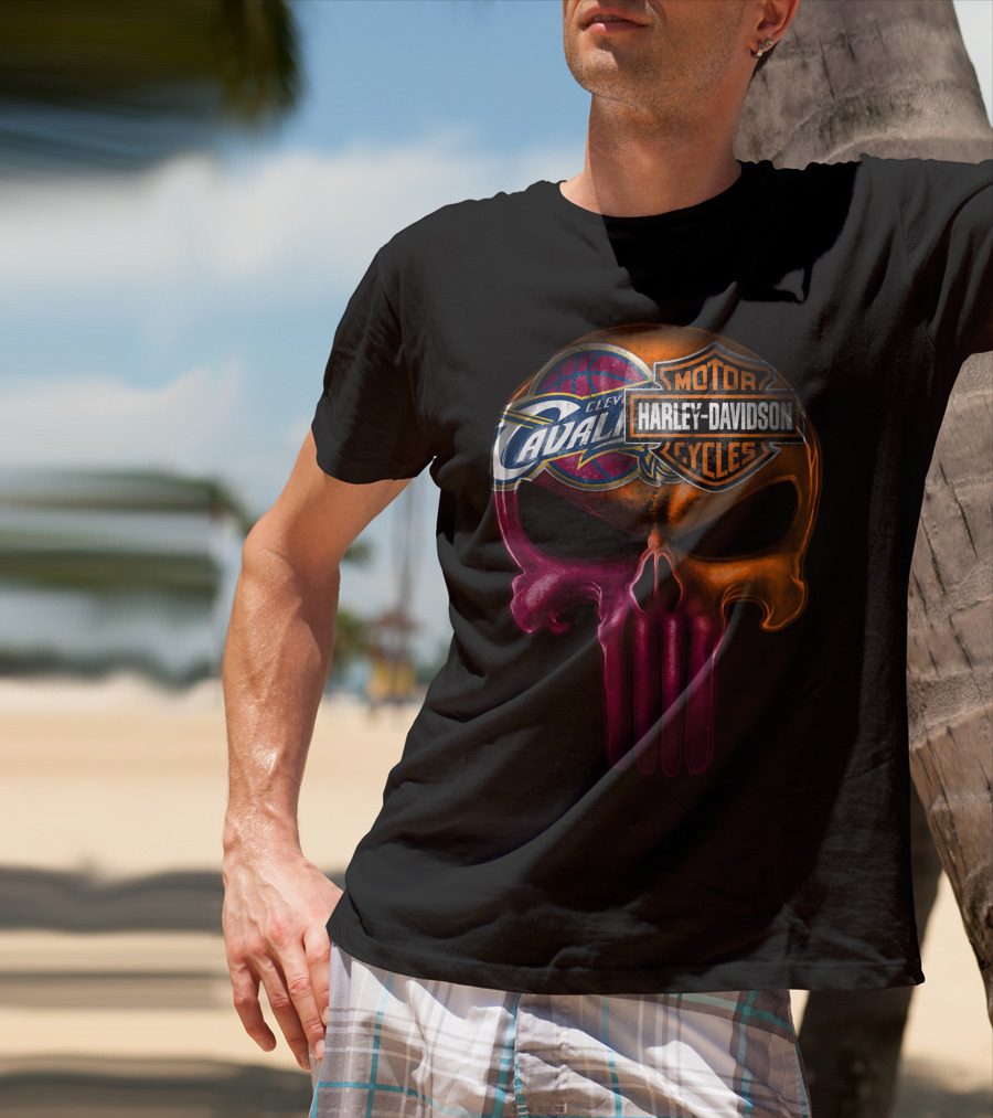 Cleveland Cavaliers Harley Davidson Skull T-Shirt