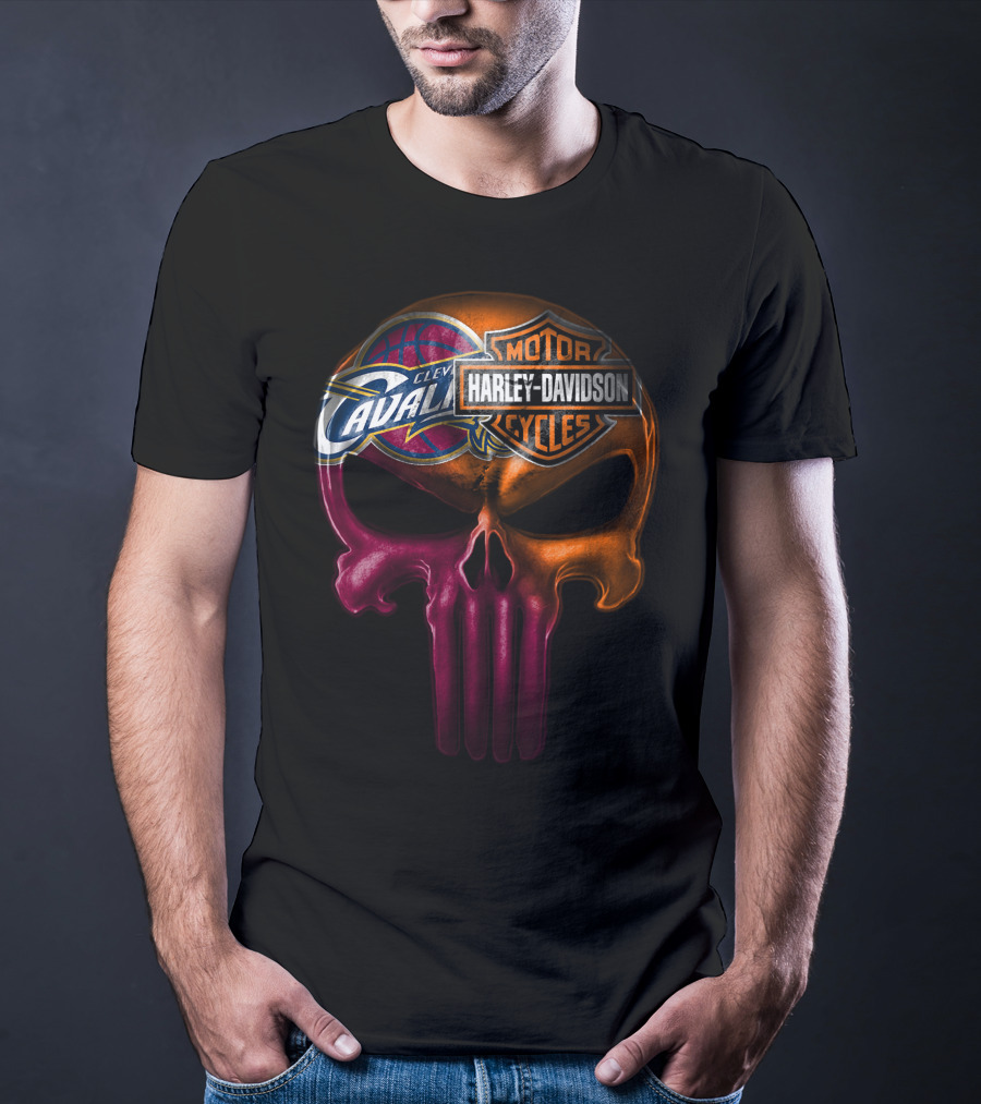 Cleveland Cavaliers Harley Davidson Skull T-Shirt
