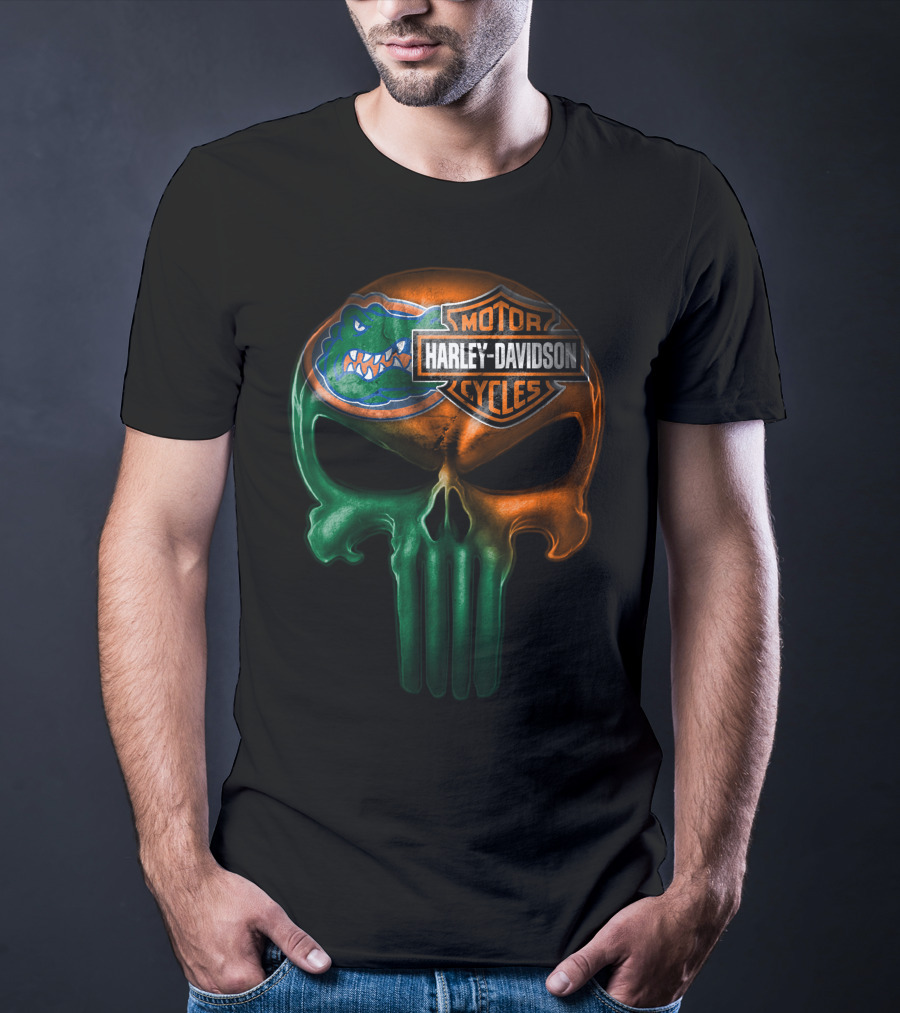 Florida Gators Harley Davidson Punisher Skull T-Shirt