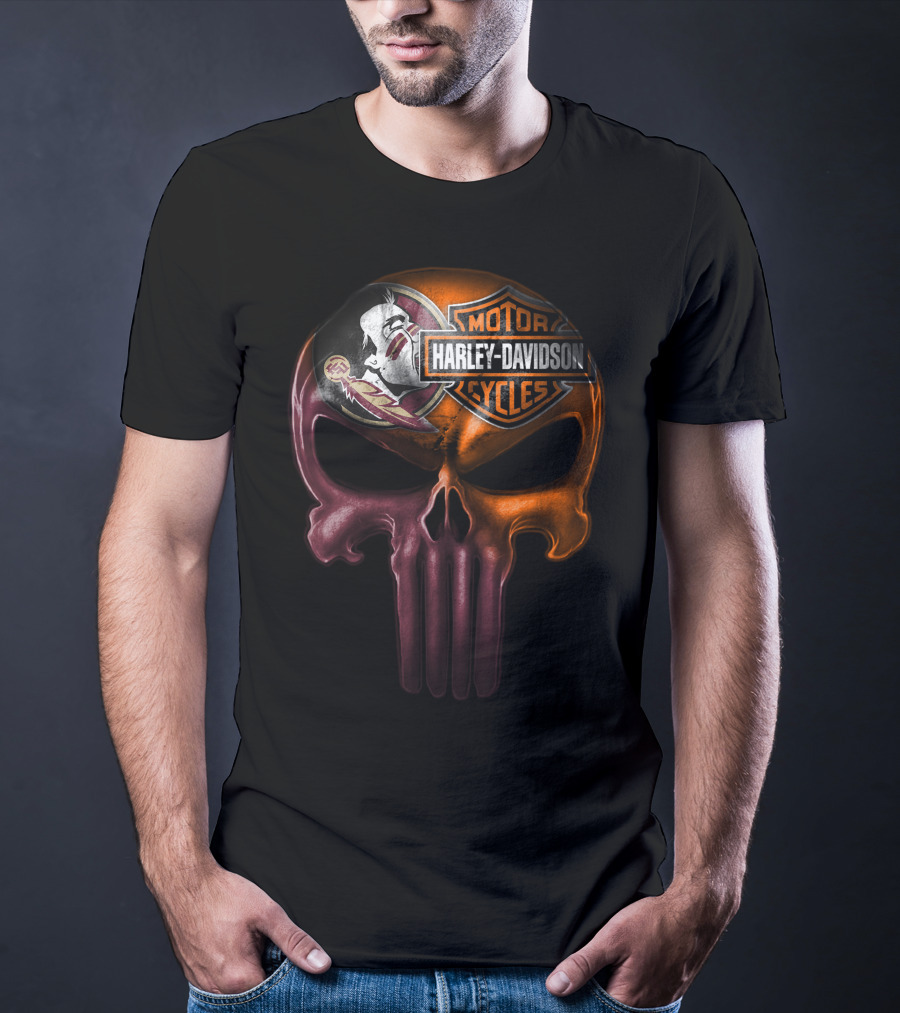 Harley Davidson And Seminoles Skull Fusion T-Shirt
