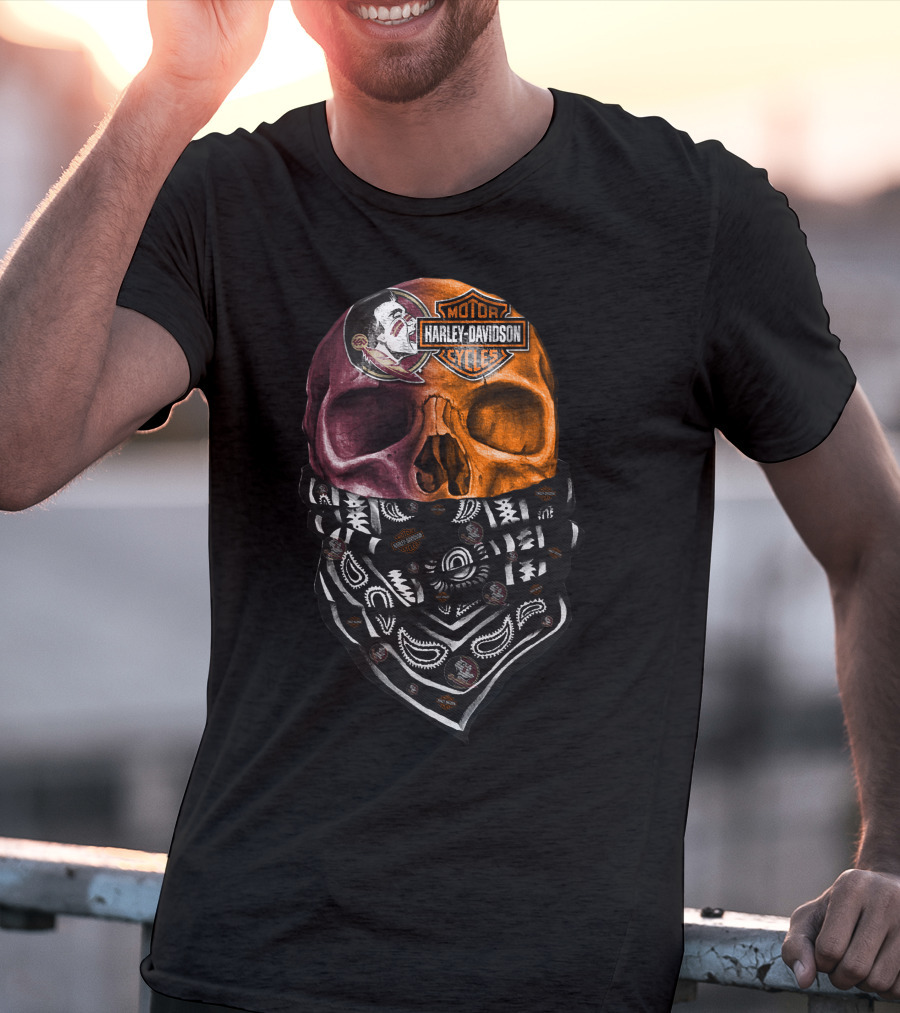 Harley Davidson Florida Seminoles Skull Bandana T-Shirt