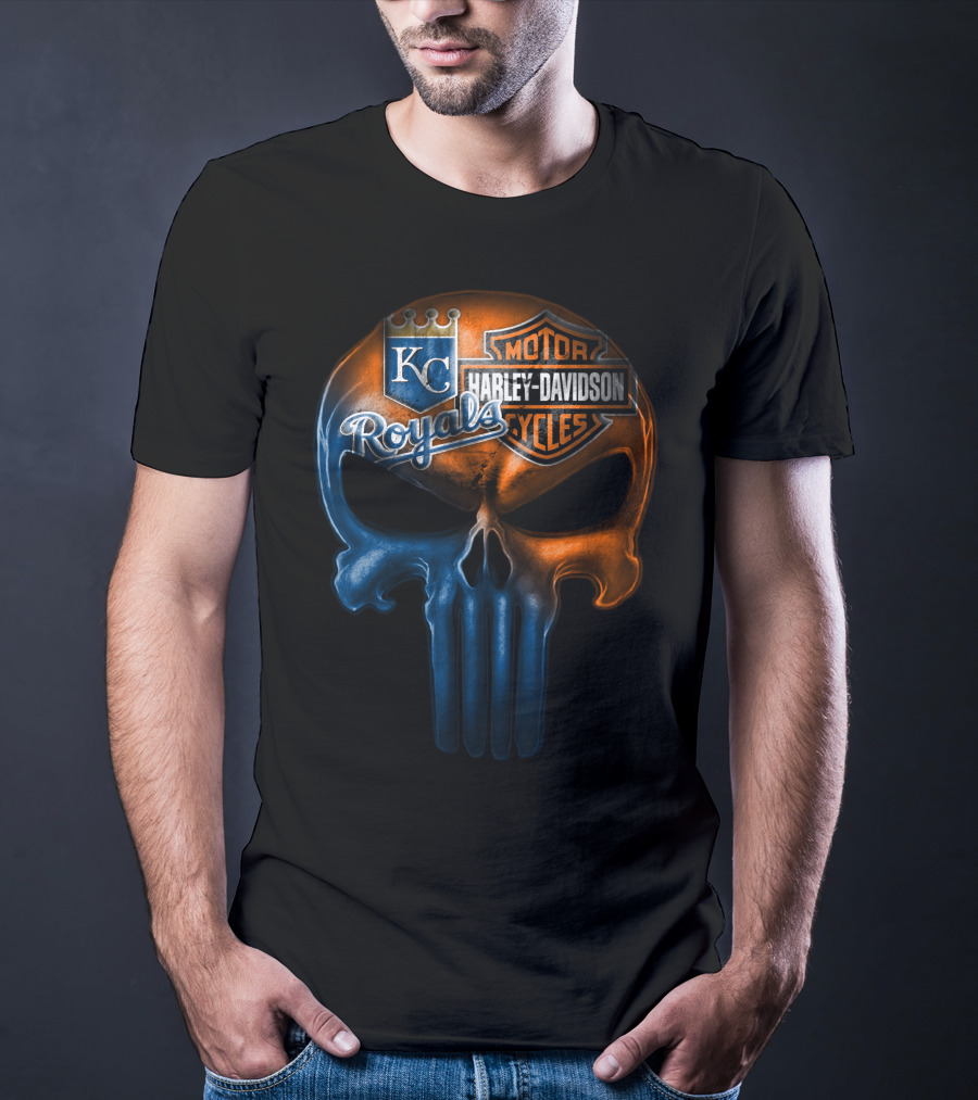 Kansas City Royals Harley Davidson Skull T-Shirt