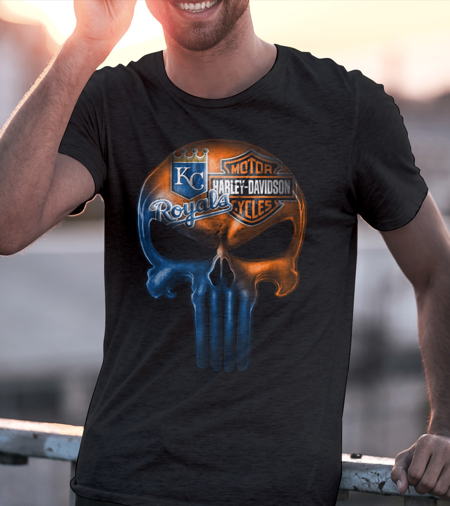 Kansas City Royals Harley Davidson Skull T-Shirt