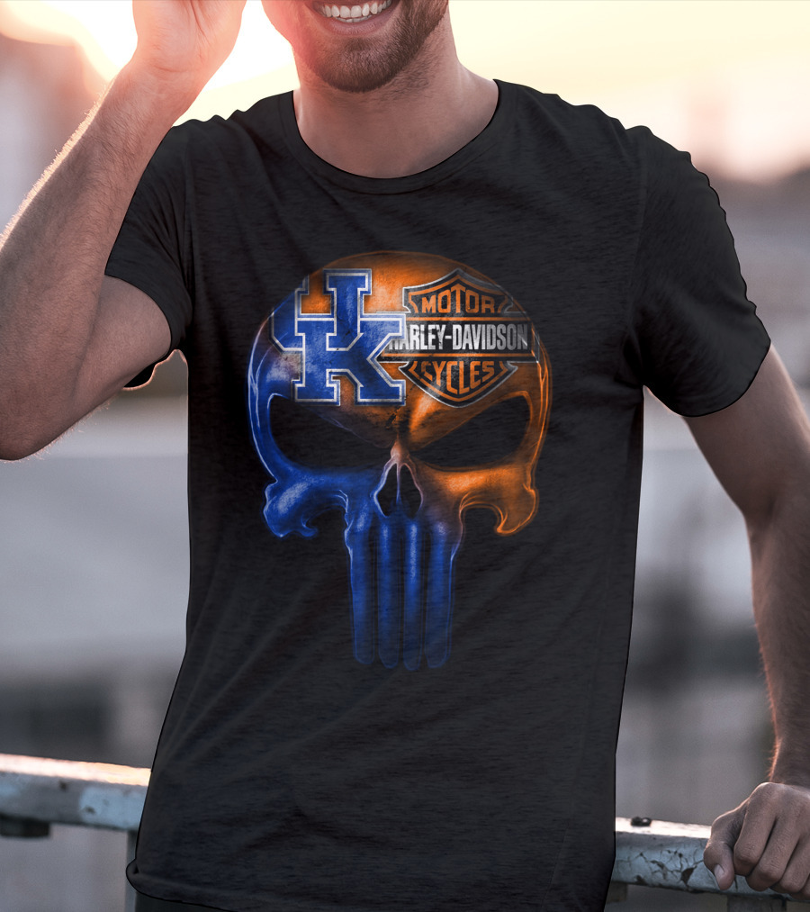 Kentucky Wildcats Harley Davidson Punisher Skull T-Shirt