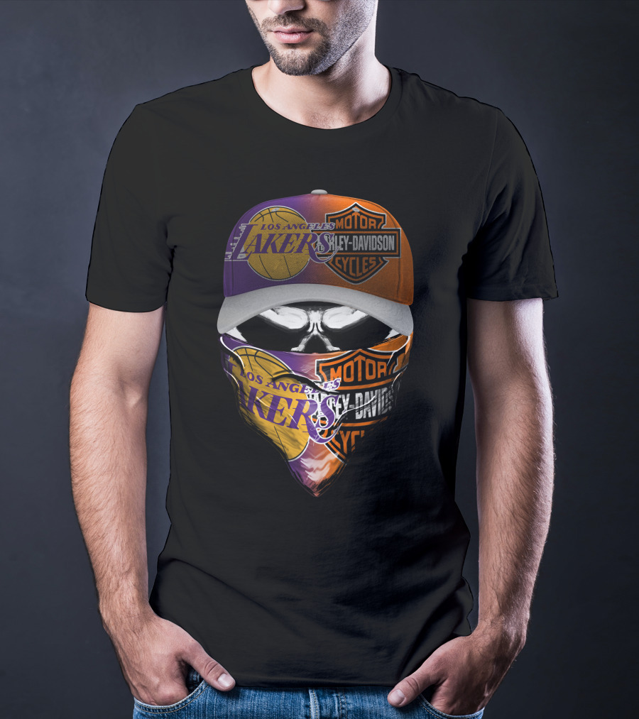 Los Angeles Lakers Harley Davidson Motorcycles Fusion T-Shirt