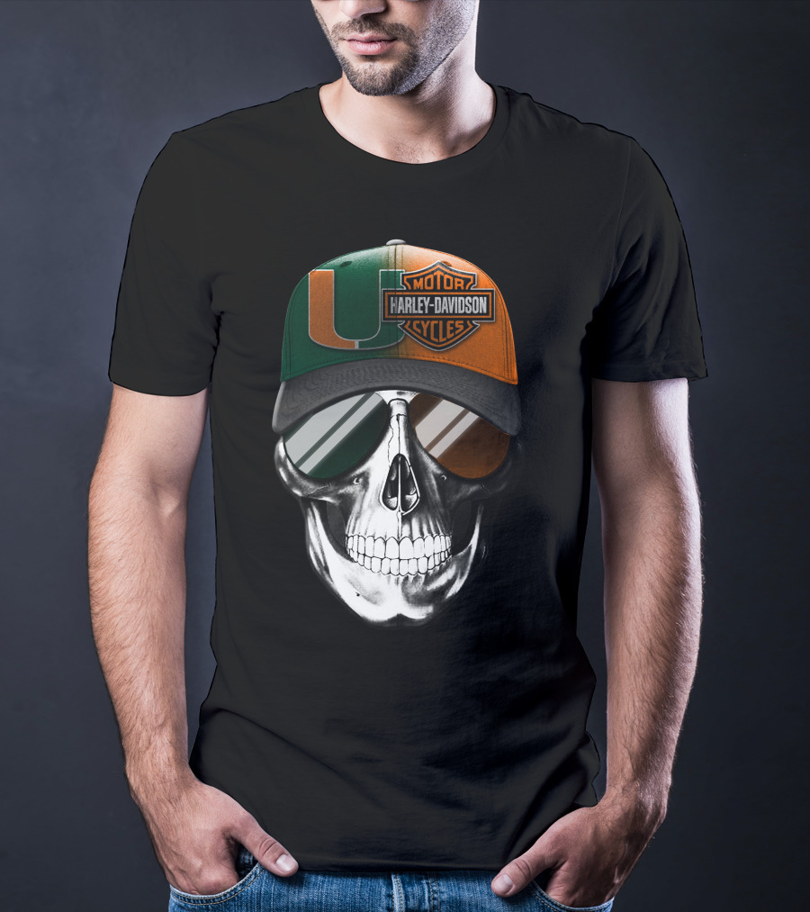 Harley Davidson Miami Hurricanes Skull Cap T-Shirt