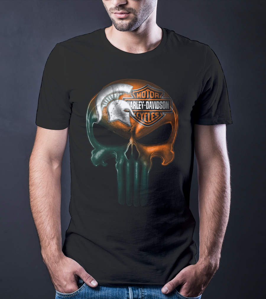 Harley Davidson Motor Cycles Spartan Helmet Skull T-Shirt