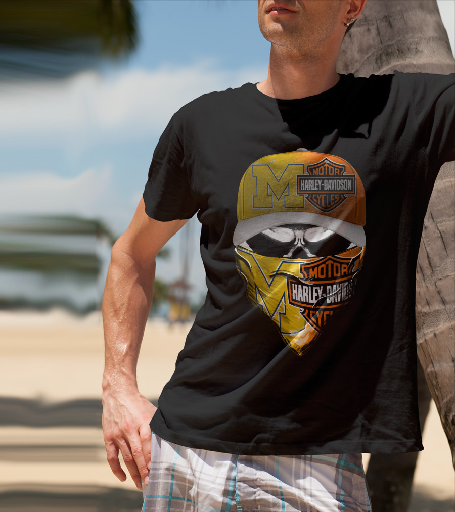 Harley Davidson Motor Cycles M Hat Bandana Dark Skull T-Shirt