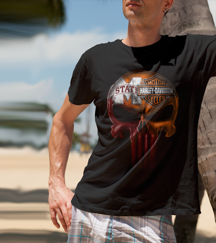 Mississippi State Harley Davidson Punisher T-Shirt