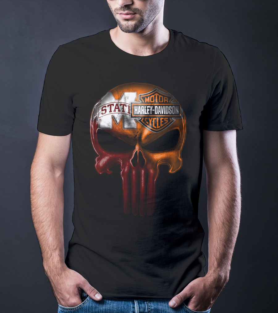 Mississippi State Harley Davidson Punisher T-Shirt