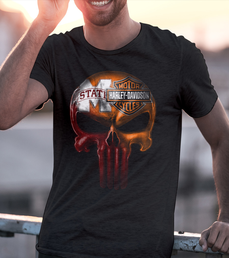 Mississippi State Harley Davidson Punisher T-Shirt