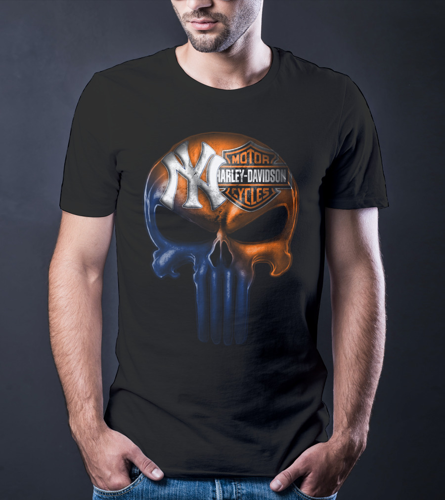 New York Yankees Harley Davidson Skull 30Ahl T-Shirt