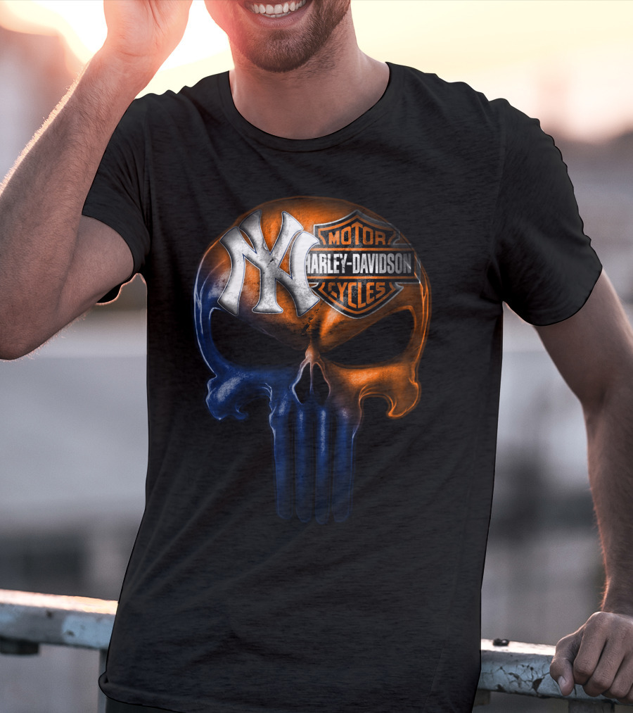 New York Yankees Harley Davidson Skull 30Ahl T-Shirt