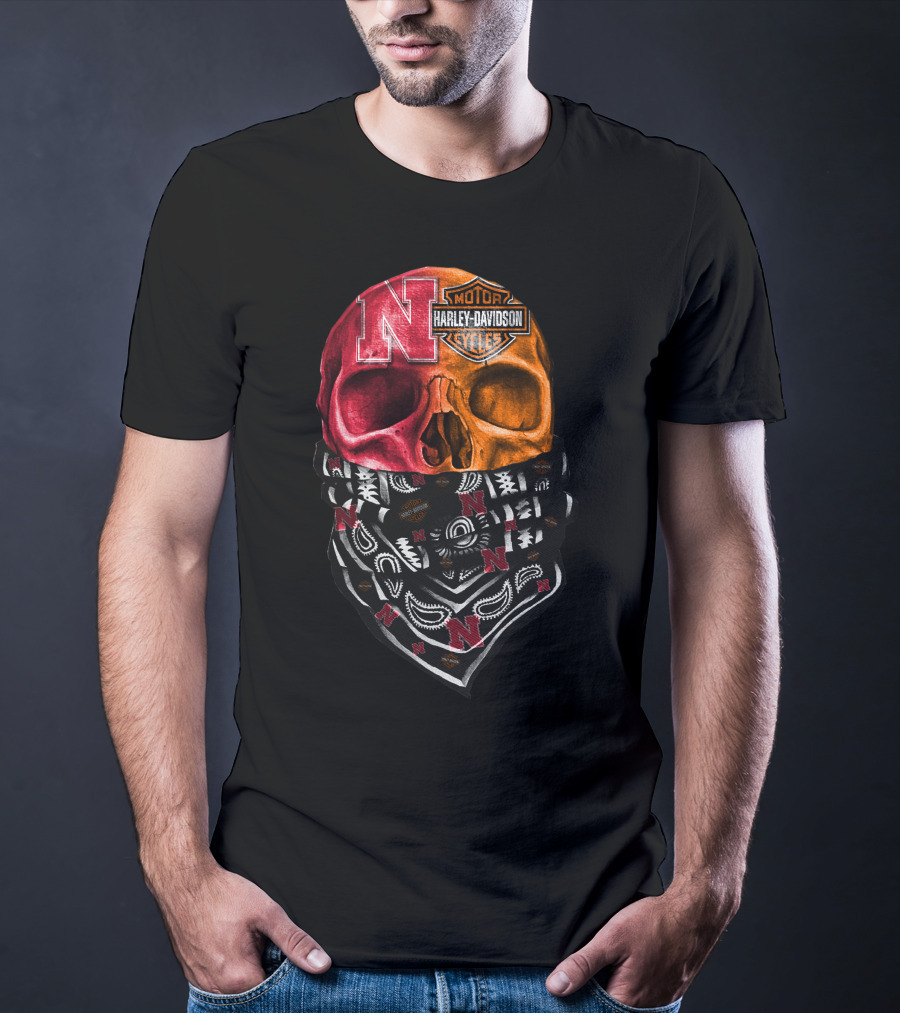 N Harley Davidson Motorcycles Skull Bandana Style T-Shirt