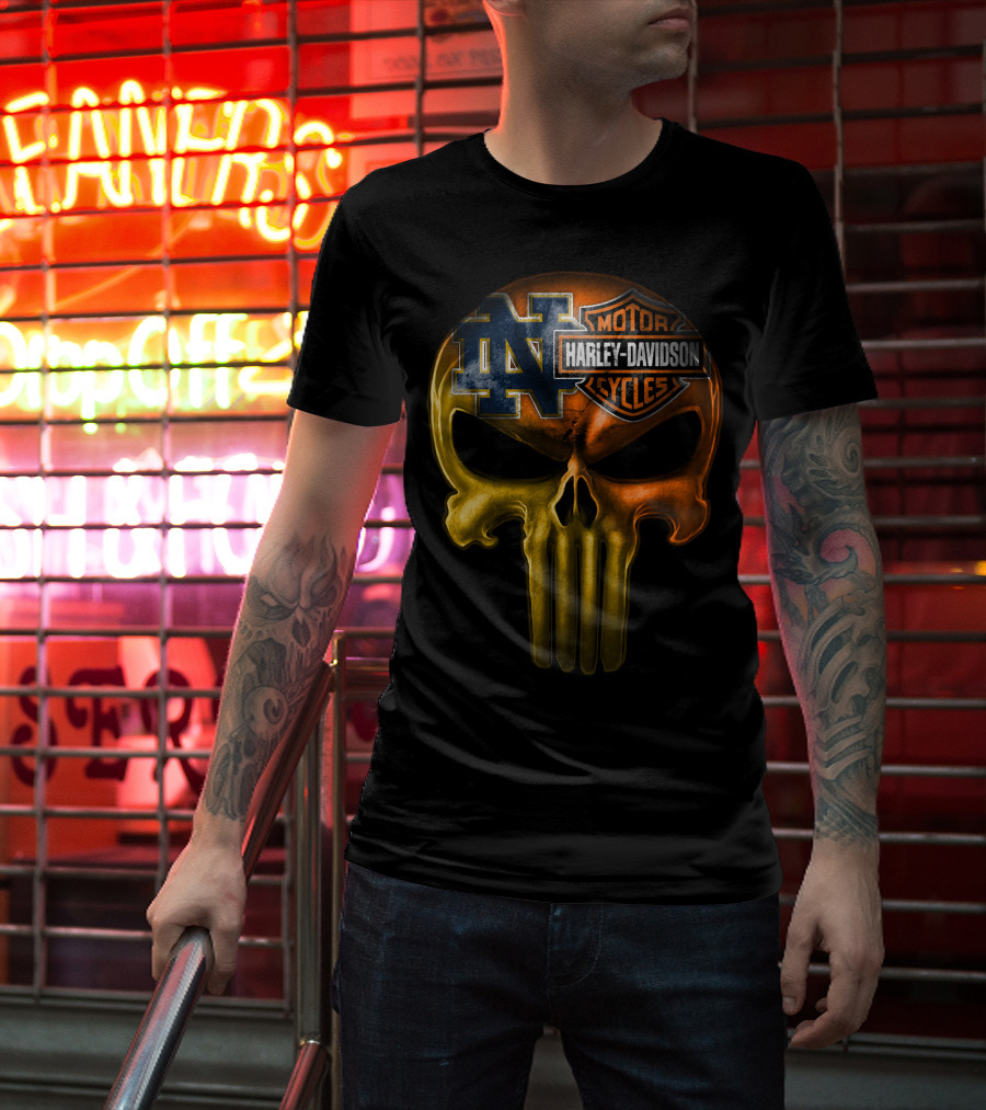 Notre Dame Harley Davidson Punisher Skull T-Shirt