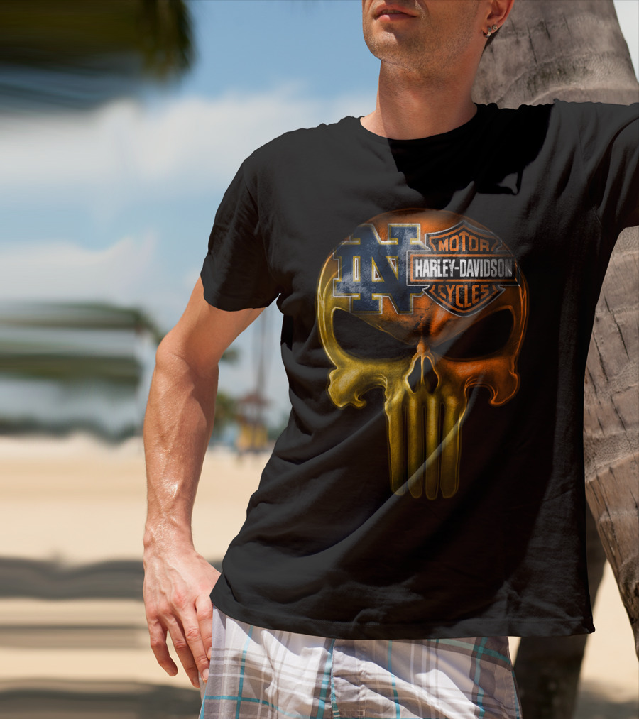 Notre Dame Harley Davidson Punisher Skull T-Shirt