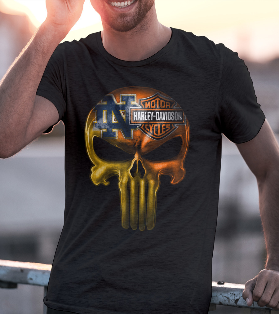 Notre Dame Harley Davidson Punisher Skull T-Shirt