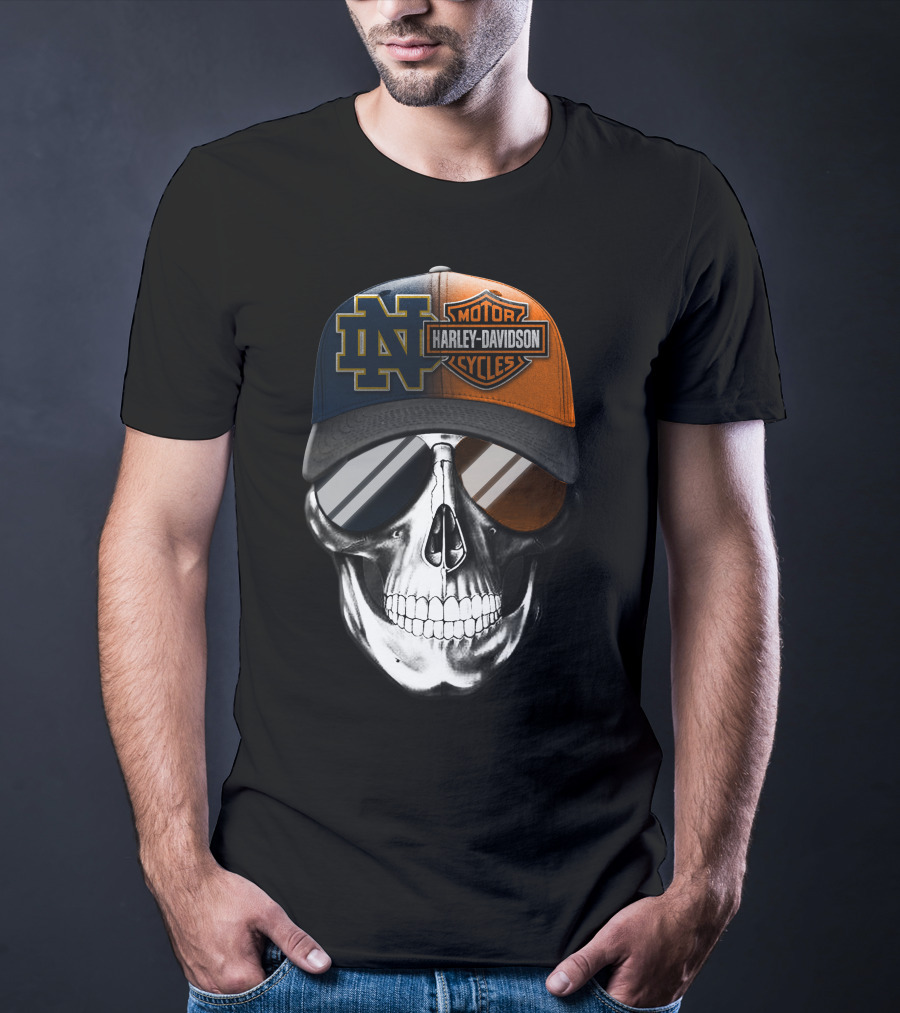 Harley Davidson Notre Dame Skull Cap Split T-Shirt