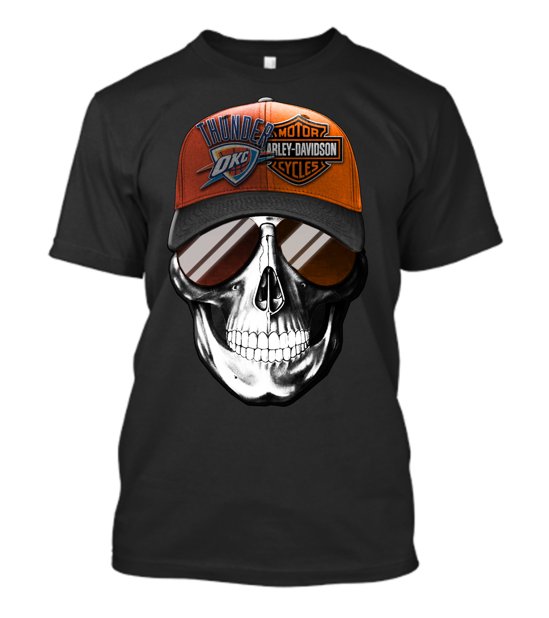 Oklahoma City Thunder Harley Davidson Skull Cap T-Shirt