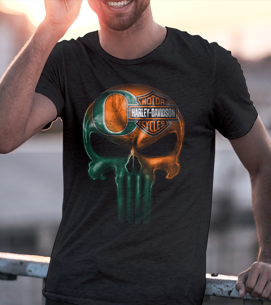 Oregon Harley Davidson Punisher Skull 35Ahl T-Shirt