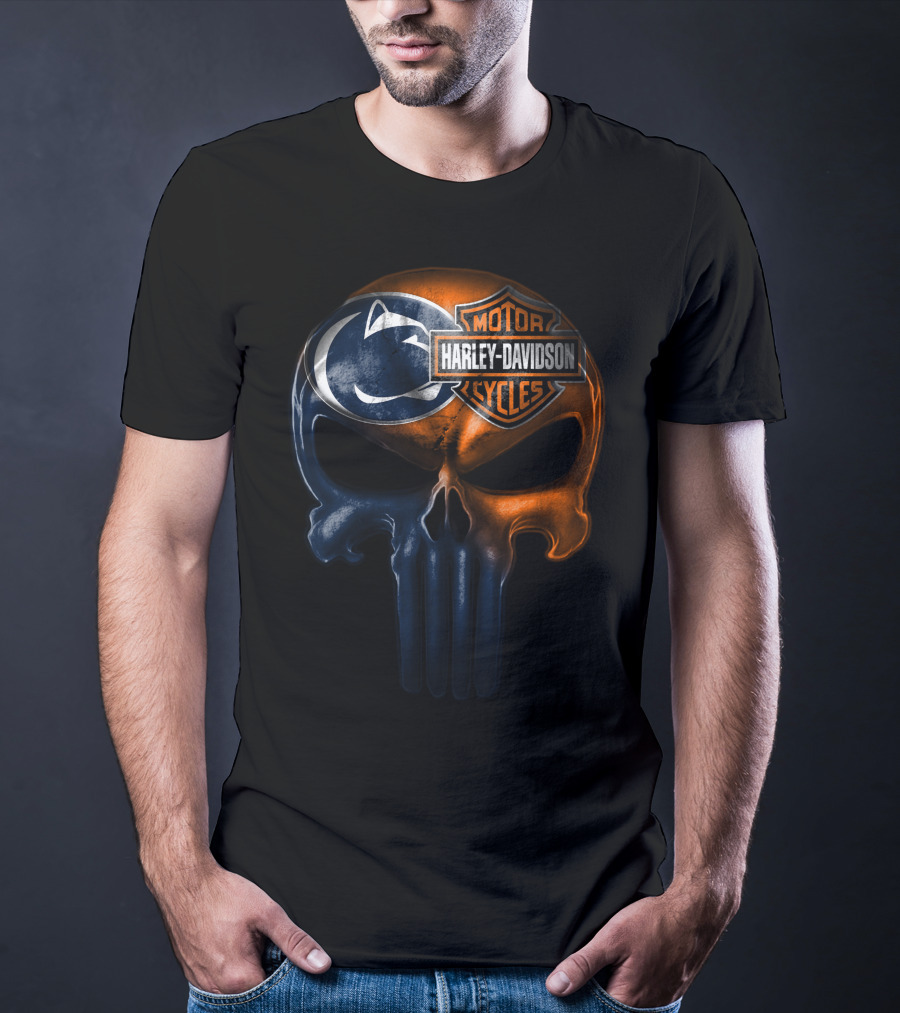Harley Davidson Motor Cycles Penn State Skull T-Shirt
