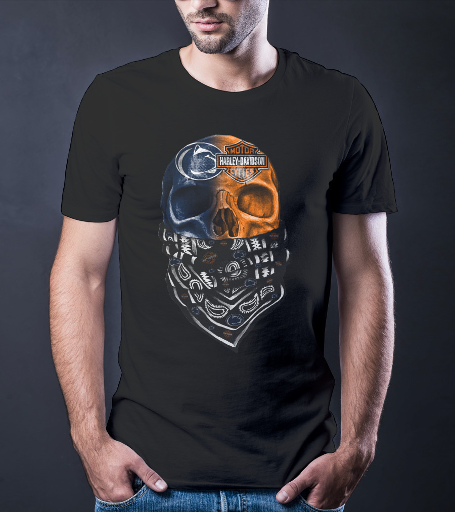 Harley Davidson Penn State Skull Bandana T-Shirt