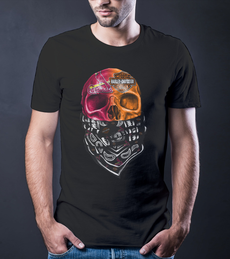 Cardinals Harley Davidson Skull Bandana T-Shirt