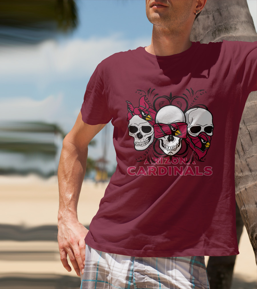 Arizona Cardinals Three Skulls T-Shirt