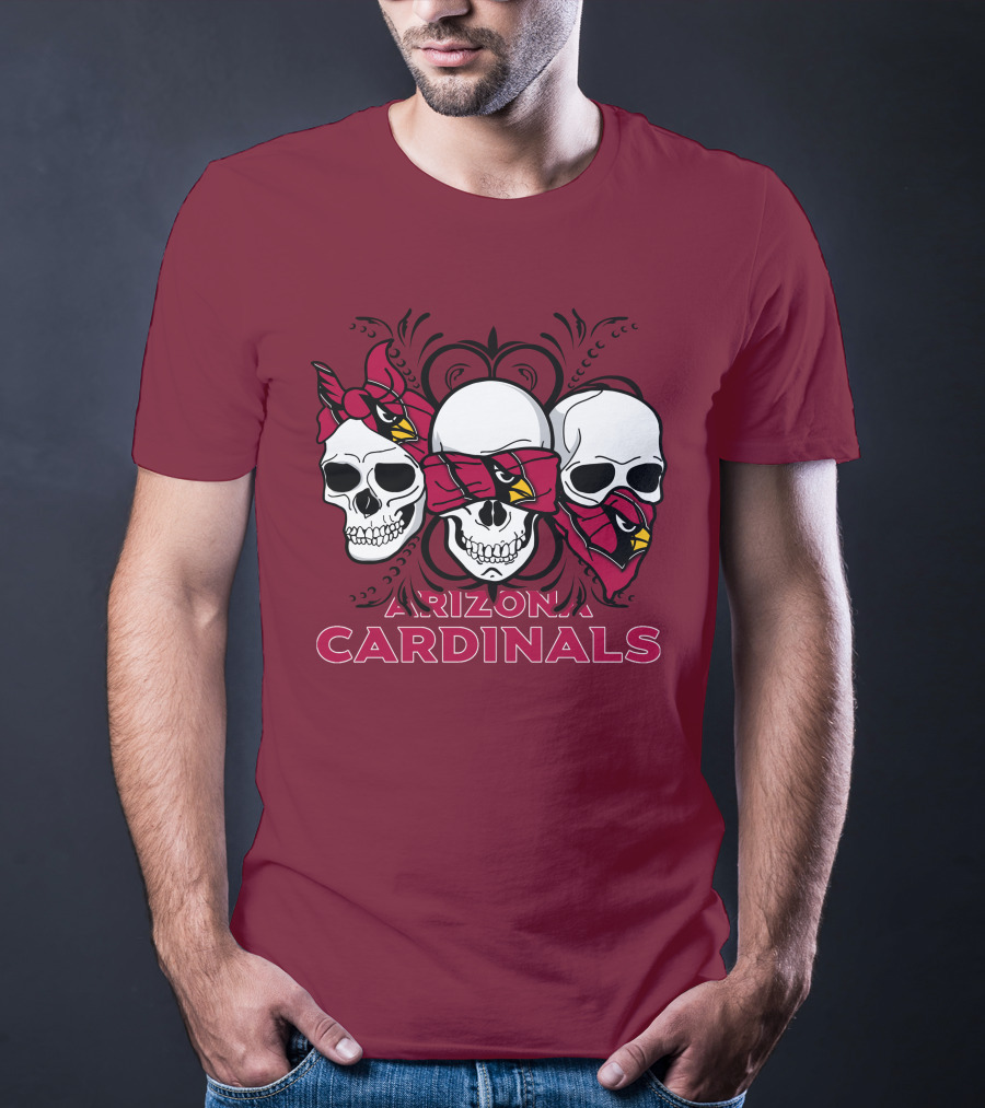 Arizona Cardinals Three Skulls T-Shirt