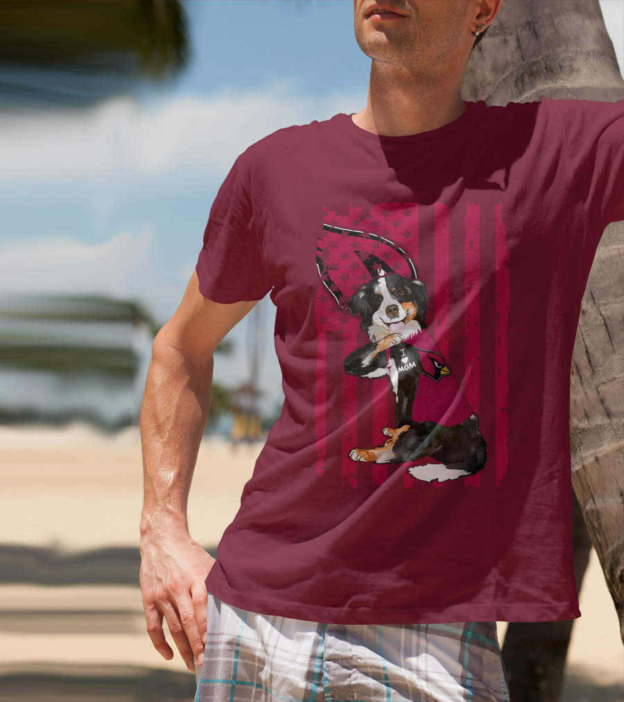 I Mom Border Collie Arizona Cardinals American Flag T-Shirt
