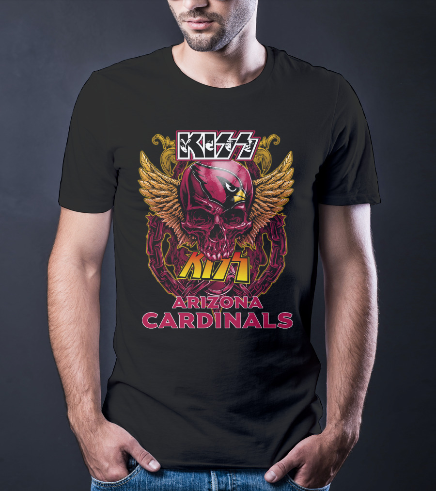 KISS Arizona Cardinals Skull Wings Chain T-Shirt